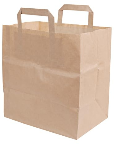 250 Stück NATUREStar Papiertragetasche | Papier, braun, L: 25 cm, B: 26 cm, Seitenfalte: 17 cm, Papiertragetasche, Papiertüten, Kraftpapiertüte