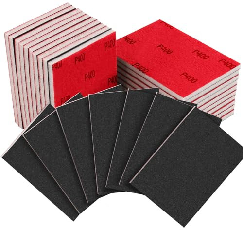 Necosthua 20 Stück 7,6 x 10,2 cm Schleifschwamm mit Körnung 400, ultrafeine Schleifschwämme, weicher Schaumstoff, Handschleifblock, Trocken-, Nass-Schleifpapierblöcke für Modell-Trockenbau, Metall,