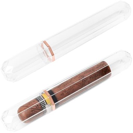 Linkidea Lot de 2 étuis à cigares transparents et hermétiques pour homme - Tubes à cigares de poche portables avec capuchons