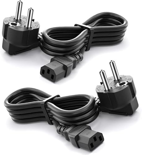 Eu Notebook Stromkabel, (2 Stück 4.9Fuß) 3 Polig Netzkabel 250V 10A Kompatible mit TV Netzkabel Samsung LG Stecker Stromkabel Monitor LG HP Philips Samsung