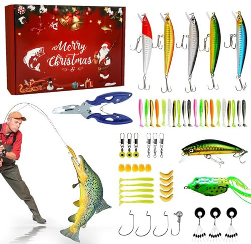 Eventerde Angelköder Adventskalender 2024 - Fishing Angler Adventskalender, Angelkalender, Adventskalender 2024 Männer Teenager Junge, Angelkalender Angelnhaken Angellieber Weihnachtskalender