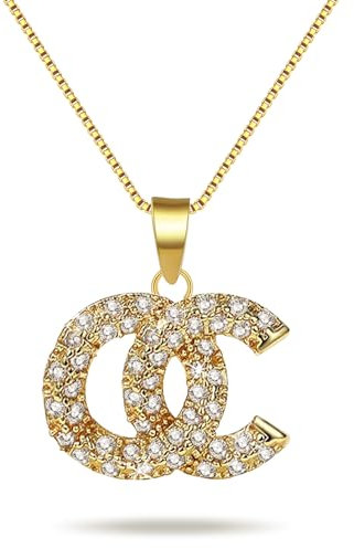 Damen CC Halskette Gold Kette CD Halskette Damen Halskette Damen Geschenke für Frau Freundin Geschenke für Weihnachten,Kette,Damen CD Halskette Geschenke für Freundin,Halskette Damen Silber 925