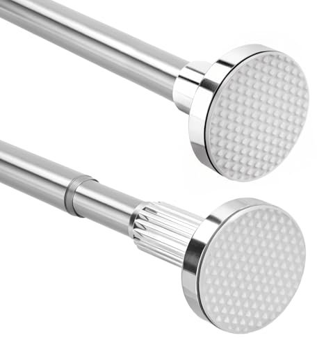 Gardinenstange ohne Bohren 160-250 cm, Duschvorhangstange Silber, Teleskopstange Vorhang aus Kohlenstoffstahl, Klemmstange für Gardinen, ∅ 25 mm Duschstange