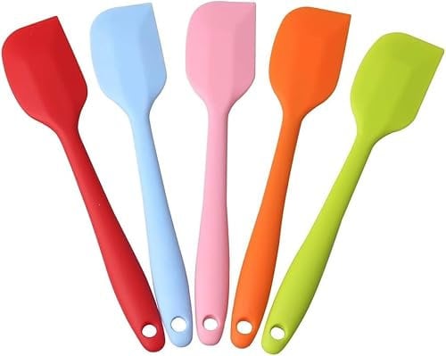 5 Pieces Heat Resistant Silicone Spoon Spatula 315 ℃ Heat-Resistant Food Grade Flexible Rubber Scraper,Rubber Spatulas Non-Stick Baking Spatula Silicone Kitchen Utensils for Cooking, Baking and Mixing