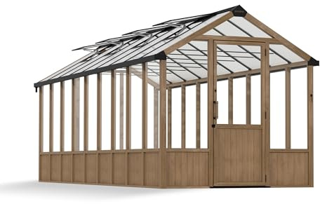 Canopia Gewächshaus für den Außenbereich, Zedernholzrahmen, UV-geschützte Polycarbonatplatten, Natura (Zedernklar, 8 x 22 (2,4 x 6,4 m))