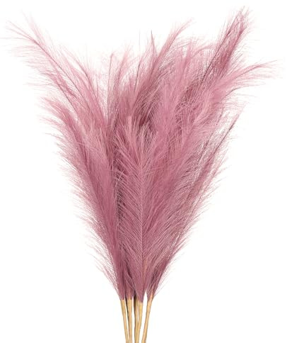 PATIKIL Pampas Decor Alte 37,8 pollici, 7pcs Pampas Artificiali Sfusa Lunga Erba Finta Sofficiante Essiccata per Casa Decor Boho Vaso Matrimonio Parete Pavimento, Viola