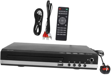 UKCOCO Mini Dvd Vcd Player with USB for Home Use Portable Compact CD Dvd Player with 229 Uk Plug Supports Ac100-240v Voltage for Tv and Travel