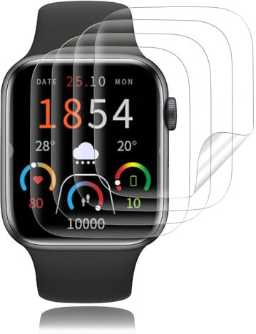 Carantee 4 Stück Schutzfolie für Panzerglas für Apple Watch 7/8/9 41mm Panzer Schutz, Hohe Empfindlichkeit TPU Kratzfeste Schutzglas Folie, 3D Full Cover Blasenfrei Displayschutz 9 41mm Panzerfolie