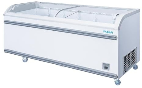 Polar G-Series Supermarket Display Freezer, 500 Ltr | Commercial suitability for busy supermarket environments, optimizing product visibility and cooling efficiency.
