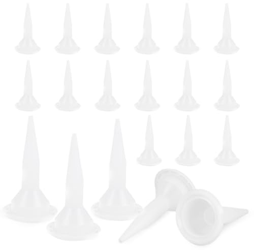 20 Stück Kartuschenspitzen, Kegel Weiß Silikondüsen Ersatzspitzen Durchmesser 52mm für Kartuschenpresse und Kartuschenpistole