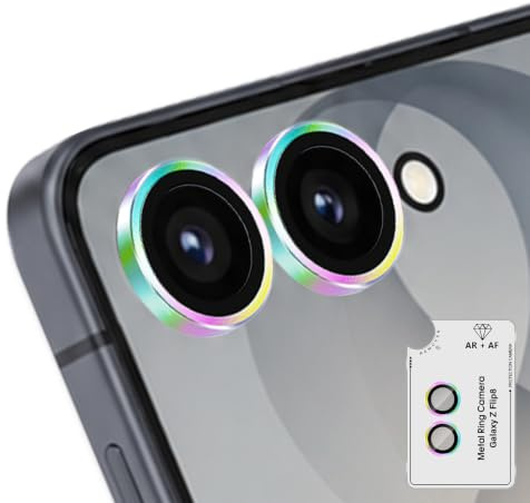 LiiLaa Kameraschutz für Samsung Galaxy Z Flip8, Flip7, Flip7 FE 5G, Volle Bedeckung Objektivschutz, Anti-Kratzer Kamera Schutz Glas Folie, Individuelle Ring aus Metall linsenschutz, Bunt