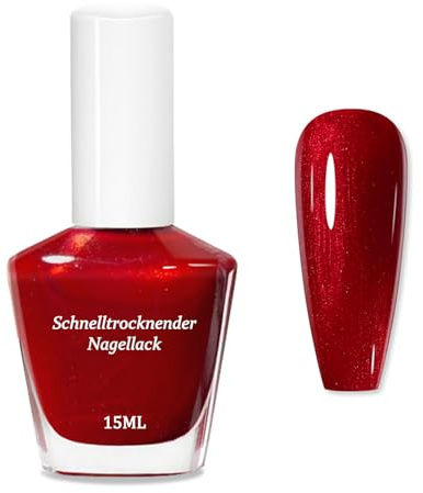 15ML Nagellack Pearl Rot, Quick Dry Nail polish mit Cremigem Finish, Einheitlicher Glossy Schnelltrocknender Langanhaltend ungiftiger Nagellack für DIY Maniküre, Ohne UV Lampe (PearlescentRed)