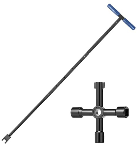 Ranley Schlüssel für Wasserzähler | ergonomischer T-Schlüssel | Werkzeug für hydraulische Ventile, für Hauswasserwerk Garten Rasen Bewässerung Hof Camping Outdoor