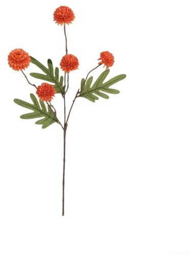 Gettimore Künstliche Blumen aus Kunstseide, Mini-Chrysanthemen für Hochzeitssträuße, orange/blau/violett, Kugelmütter mit Drahtstielen, 6 Stück