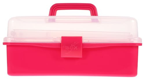HONITANO Boîte de Rangement Portable Translucide en Plastique Rose Fuchsia Organisateur Multifonction pour Outils de Nail Art et Accessoires de Beauté Boîte Professionnelle Légère