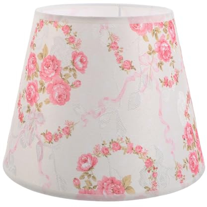 ERINGOGO Abat-jour Suspendu en Lin Rose 22 Cm à Motifs Floraux Petits, Abat-jour pour Lustre ou Lampe de Bureau, Abat-jour en Tissu Champêtre pour Chambre D’garçon et Filles, Éclairage