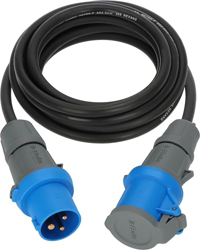 Brennenstuhl CEE 230V Camping-Verlängerungskabel 5m (H07RN-F 3G2,5 Kabel in der Farbe schwarz, Camping-Stromkabel für den ständigen Einsatz im Außenbereich IP44, Made in Germany)