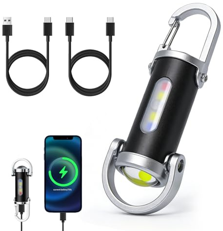 Llavero linterna portátil recargable brillante con cargador de teléfono, 1200 lm, mini llavero superbrillante con batería externa para exteriores, mini linterna LED superbrillante, linterna