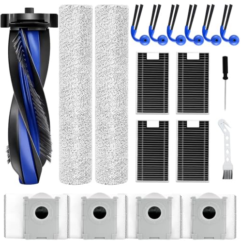 19 Stück Zubehör für ECOVACS DEEBOT T90 PRO Omni/T90S PRO Omni/X12 PRO Omni | Roboter-Staubsauger Ersatzzubehör-Sets mit 1 Hauptbürste, 6 Seitenbürsten, 4 Filter, 2 Wischrollen, 4 Staubbeutel