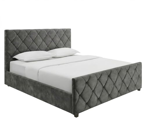 Boxbett ELYSIUM - 180x200cm - dunkelgrau - Samt mit Stauraum Lattenrost
