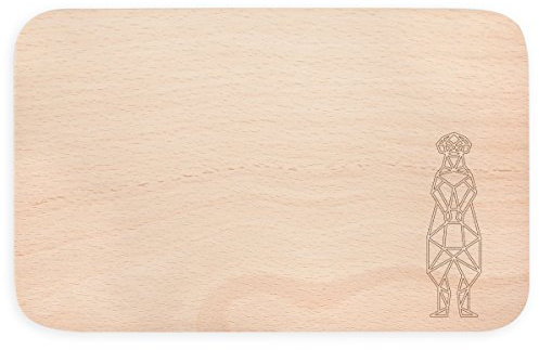 JUNIWORDS Frühstücksbrettchen aus Holz mit Origami-Muster - Wähle ein Motiv - Erdmännchen