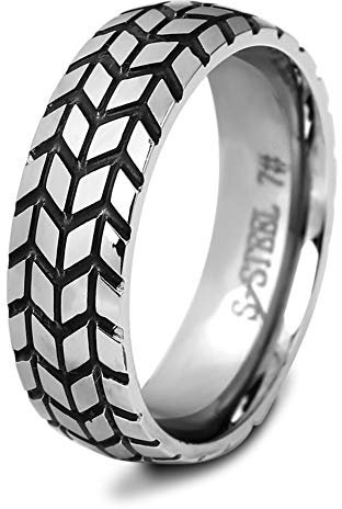 PAURO Herren Damen 6MM Reifen Kreativ Minimalistisch Hip Hop Radfahrer Ringe Edelstahl Silber Größe 68 (21.6)