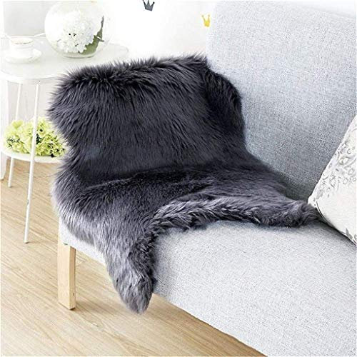 YDFYX Lammfell Schaffell Teppich Kunstfell Dekofell in Super weich Lammfellimitat Teppich Longhair Fell Optik Nachahmung Wolle Bettvorleger Sofa Matte (Schwarz, 60 x 90cm)