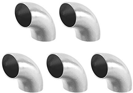 sourcing map Coude Acier Inoxydable 304 Diamètre extérieur 25mm Tuyau Raccord Long Rayon 90 Degré 5Pcs