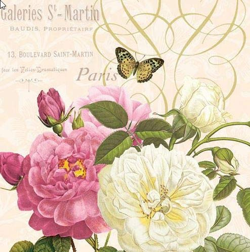 20 Servietten Pfingstrosen Rosen Blumen Frühling 33x33 cm