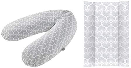 Rotho Babydesign Stillkissen-Set Multi, 190 x 35 cm, Inkl. Keilwickelauflage, 70 x 50 cm, ab 0 Monate, Seashell Shape