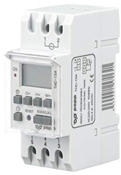 POPP® Electric Interruptor de relé de Tiempo programable semanal de Potencia LCD Digital THC15A 220V 16A (Pack 2)