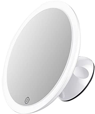 Espejo Maquillaje con Luz LED,Aumento 5X Aumento, Poderoso Ventosa, Rotación 180°, para Afeitado de Baño y Viajes
