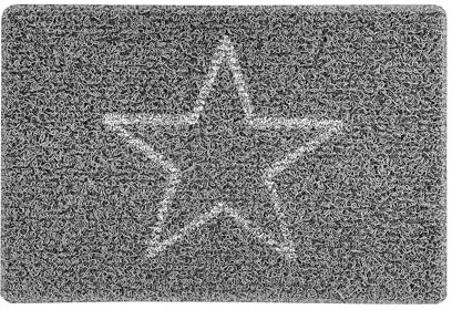 Nicoman STAR Embossed Shape Door Mat-Trapper Jet-Washable Doormat-(Use Indoor or Sheltered Outdoor), Small (60x40cm), Black with Grey