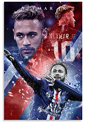 KKMM Fußball-Poster PSG, Fußball-Legende, Spieler, Poster Neymar, 1 Poster, dekoratives Gemälde, Leinwand, Wandkunst, Wohnzimmer, Poster, Schlafzimmer, Gemälde, 40 x 60 cm