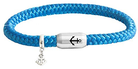 Paris Montana • Das Original Anker Gravur Segeltau Unisex Armband Mit Anker Anhänger Unisex Geflochten Handmade Hochwertiger Magnetverschluss Durchmesser 8mm (Royal-Blau, 23.00 CM)