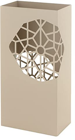 Baroni Home Diseño Moderno Cuadrado con Tallado, Paragueros Originales Gris con Gancho y Bandeja de Goteo Extraíble para Decorar el Hogar y la Oficina 25x15x50 cm