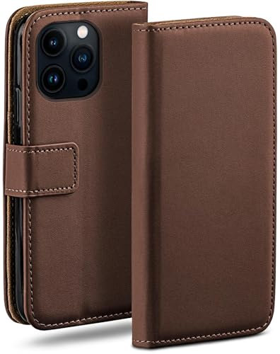 moex Book Case für iPhone 13/13 Pro Handyhülle mit Kartenfach, Hülle klappbar 360 Grad Schutzhülle, Klapphülle Flip Case Cover, PU Leder Handytasche Lederhülle, Dunkelbraun