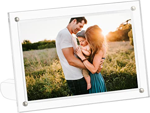 CECOLIC 10 x 15 cm Acryl Fotorahmen, Transparenter Magnetischer Bilderrahmen, Rahmenloser Postkartenständer zum Präsentieren von Fotos von Familie und Freunden (1 Packung)
