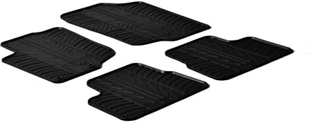 AROBA GL0151 Design Gummi Fußmatten kompatibel mit Peugeot 207 und 207 SW (Kombi) BJ. 03.2006-07.2013 erhöhter Rand 4 TLG Farbe Schwarz Gummimatten Automatten passgenau