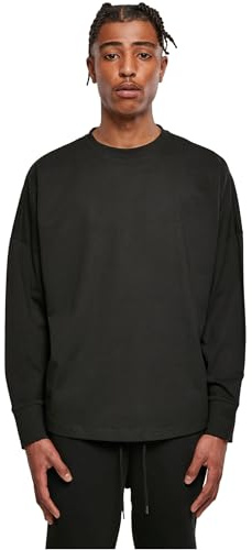 Build Your Brand Herren Langarm T-Shirt Oversized Cut On Sleeve Longsleeve, Farbe Black, Größe S