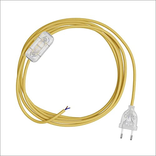 Cablaggio per Lampada Abat-Jour con cavo elettrico tessuto. Colori Vari. (Giallo)