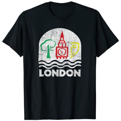 London Big Ben Uhr im Vintage-Stil, Retro-Stil, 80er / 90er T-Shirt