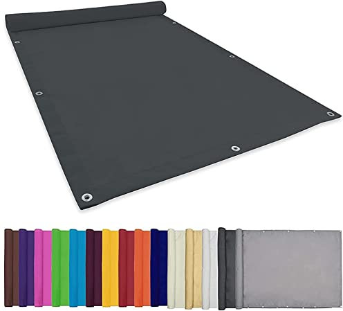 CHBIN Voile d'Ombrage Étanche 2.5x2.5M Imperméable Une Protection des Rayons Volile d'ombrage Toile pour Pergola avec Oeillets, Cordons pour Extérieur/Terrasse/Jardin, Gris Foncé, 22073