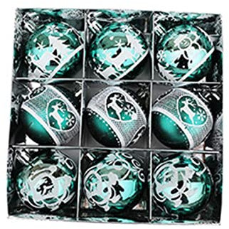 9 x bemalte Weihnachtskugeln, Weihnachtsbaumschmuck,, Weihnachtsdekoration, hängende dekorative Kugeln, Olivgrün, China