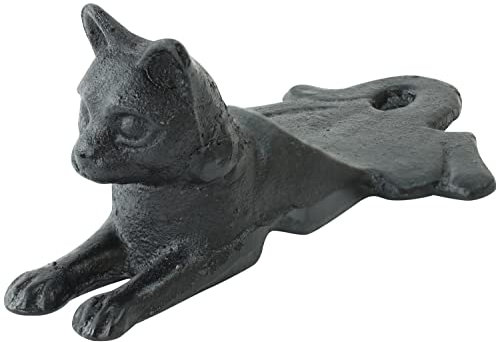 Woodside Heavy Duty Cast Iron Decorative Cat Door Wedge Stop, Doorstopper/Jammer