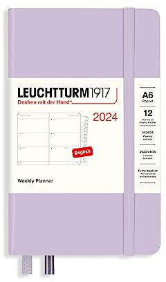 LEUCHTTURM1917 367731 Weekly Calendar & Notebook Pocket (A6) 2024, 12 Months, Lilac, English
