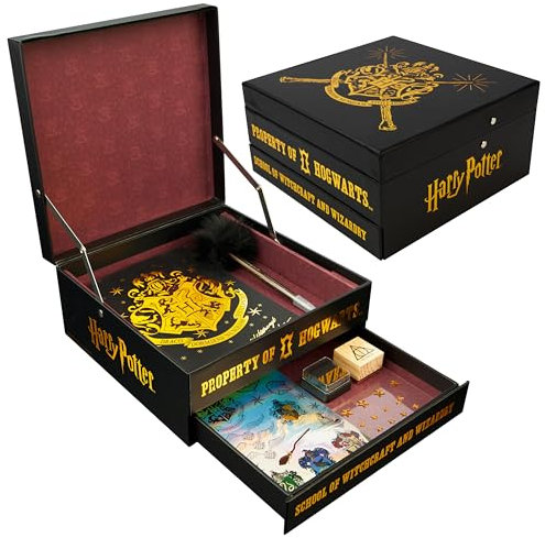 Harry Potter Scrapbook Set Schreibwaren Kinder Scrapbook Zubehör Notizbuch Stempel Sticker Geschenke für Kinder (Schwarz/Burgunderrot)