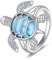VONALA Schildkröte Ring 925 Sterling Silber Larimar Schildkröte Ring Sommer Ozean Strand Schmuck Geschenke für Damen Mädchen