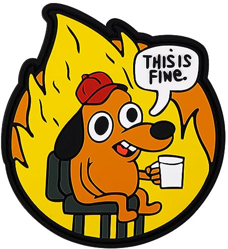 This is Fine Dog Patch, 9x8cm Kreativ Hunde Moral Patch PVC Lustige Kleiderflicken Gestickte Hunde Applikation Aufnäher mit Magischer Kleberückseite für Rucksäcke Jacken Jeans Westen