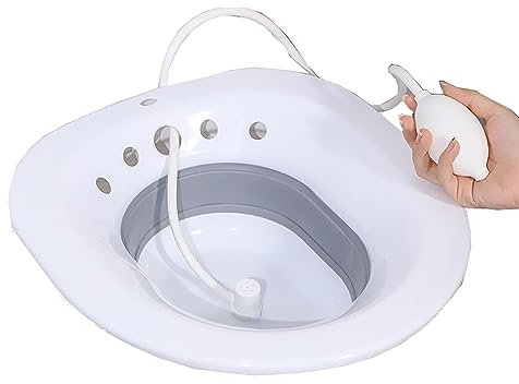 Zusammenklappbares Sitzbad für Hämorrhoiden, universelle Sitzbäder, Salzwanne für Damen und Herren, Behandlung von Hämorrhoiden und Analentzündungen, Grün1,39 x 36 cm (Grau1 39 x 36 cm)